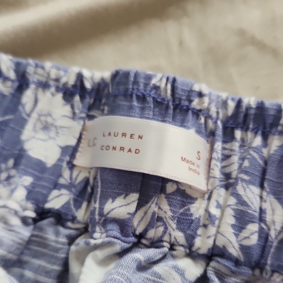 LC Lauren Conrad Blue and White Smocked A-Line Midi Skirt - Picture 4 of 4